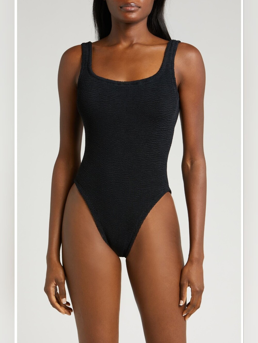 Hunza G Square Neck One-Piece Swimsuit – Black One Size